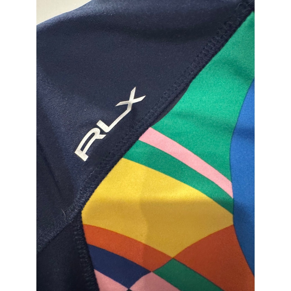 RLX Ralph Lauren Girls Navy Multi Geometric Abstract Quarter Zip Top Size S 7 - Picture 2 of 12